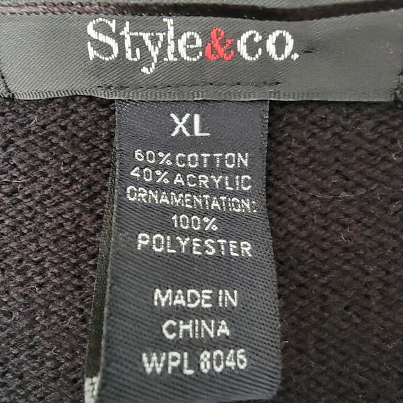 Black Sweater Polar Bear Sz XL Holidays Winter Ski Chalet Cozy Novelty Style&Co - Picture 7 of 7